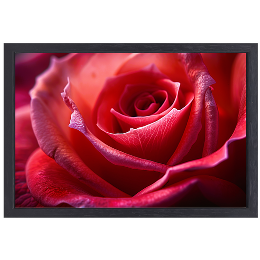 Elegante rode roos in volle bloei close-up canvas met baklijst