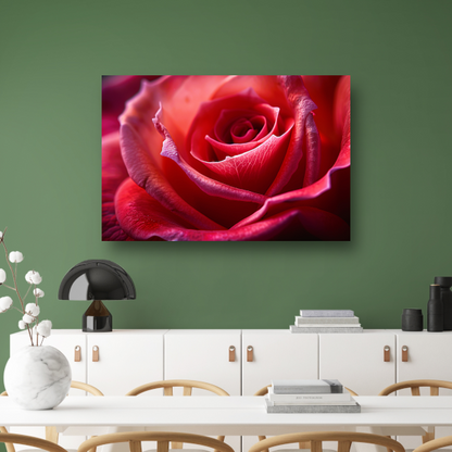 Elegante rode roos in volle bloei close-up poster