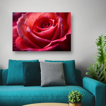 Elegante rode roos in volle bloei close-up poster