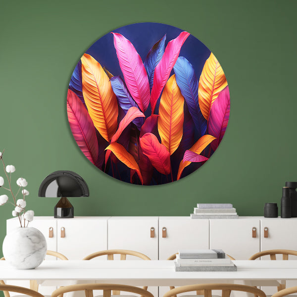 Abstract Bladeren Compositie aluminium muurcirkel