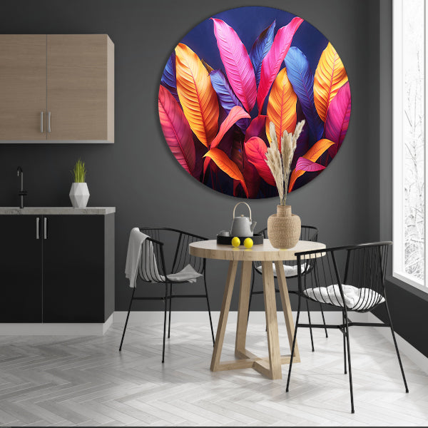 Abstract Bladeren Compositie aluminium muurcirkel