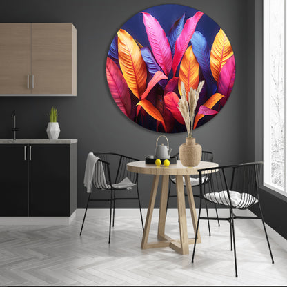 Abstract Bladeren Compositie aluminium muurcirkel