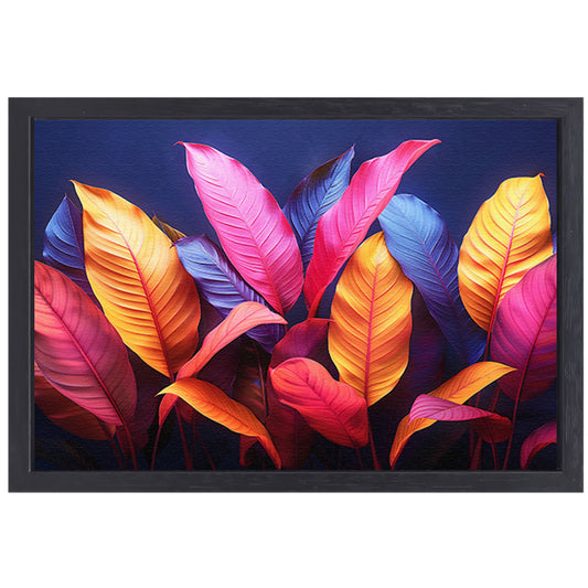 Abstract Bladeren Compositie canvas met baklijst