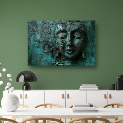 Abstract boeddha schilderij met rijke textuur acrylglas