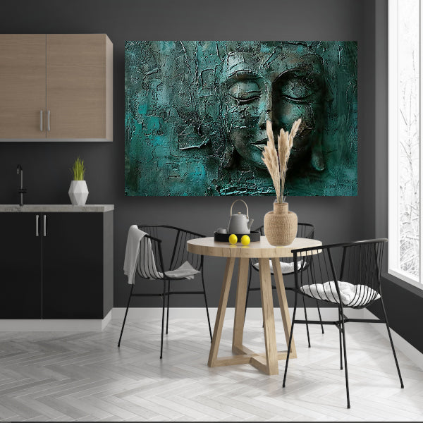 Abstract boeddha schilderij met rijke textuur poster