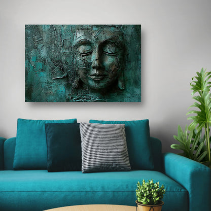 Abstract boeddha schilderij met rijke textuur acrylglas