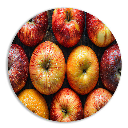 Frisse Appels met Waterdruppels op Hout forex muurcirkel
