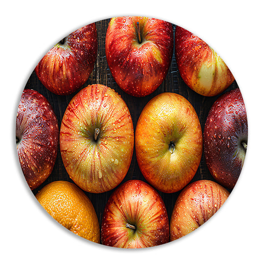 Frisse Appels met Waterdruppels op Hout forex muurcirkel