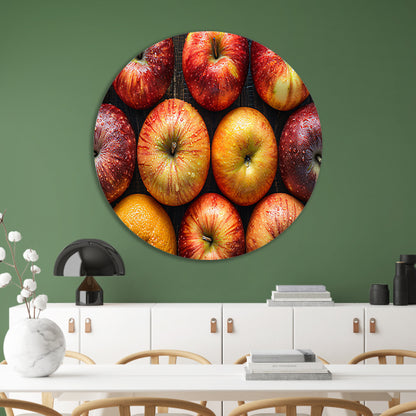 Frisse Appels met Waterdruppels op Hout forex muurcirkel