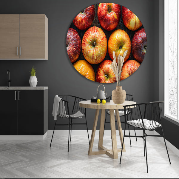 Frisse Appels met Waterdruppels op Hout forex muurcirkel