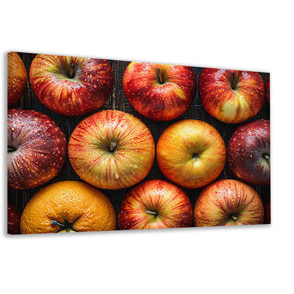 Frisse Appels met Waterdruppels op Hout canvas