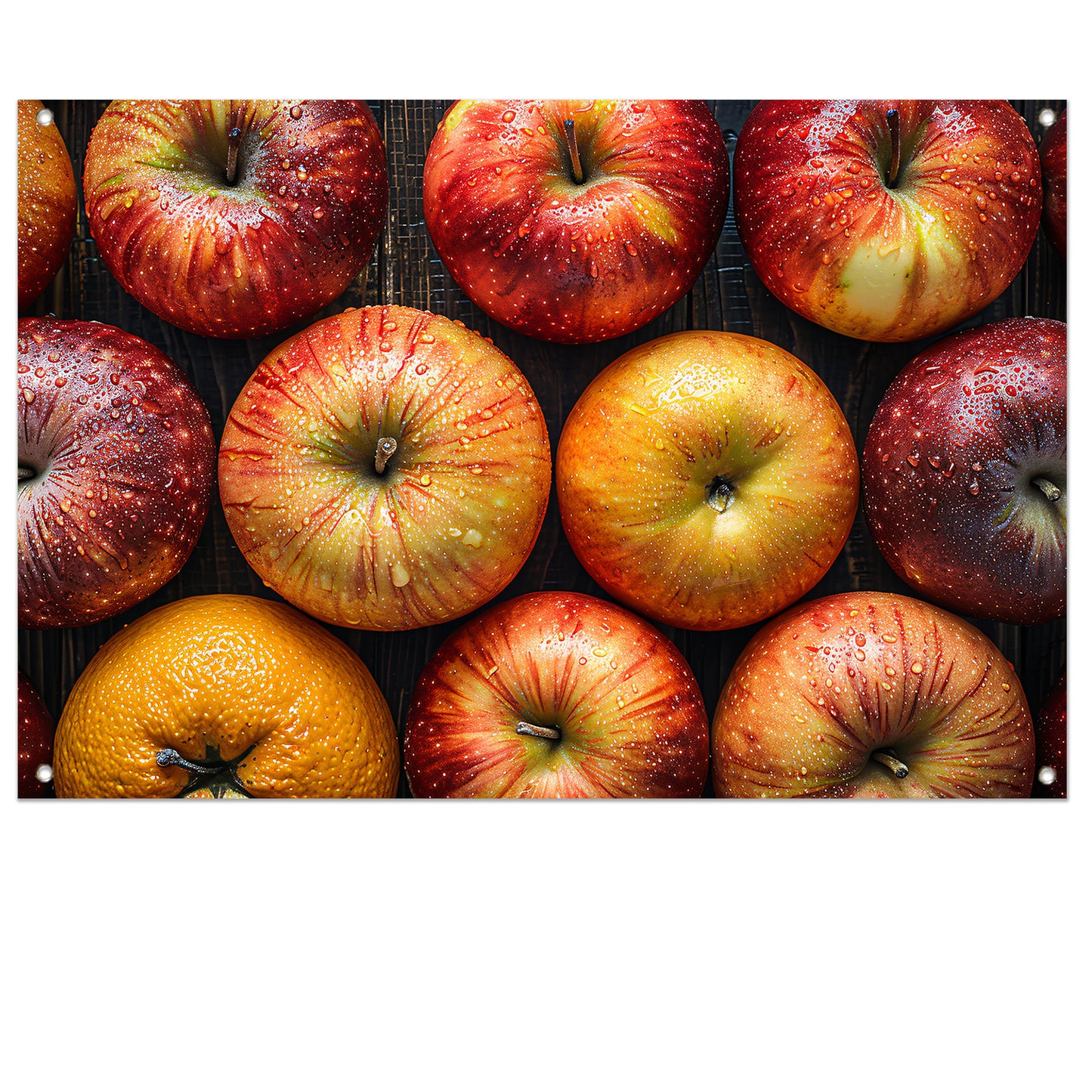 Frisse Appels met Waterdruppels op Hout tuinposter