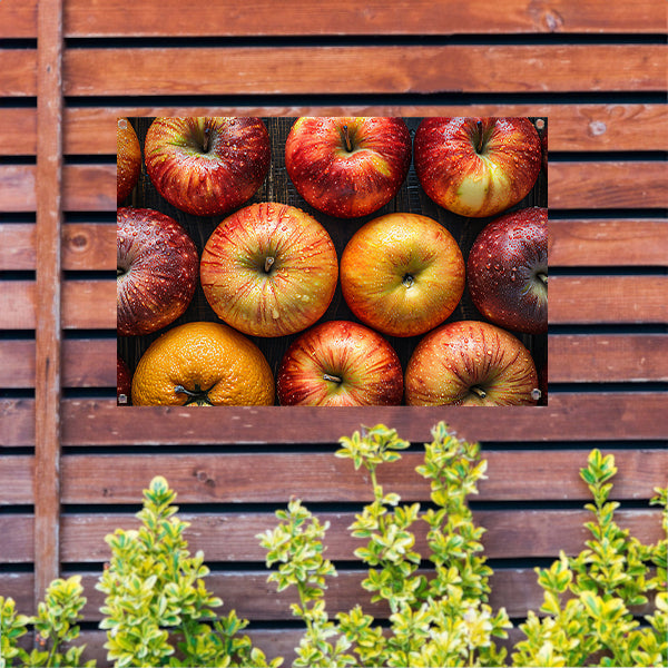 Frisse Appels met Waterdruppels op Hout tuinposter