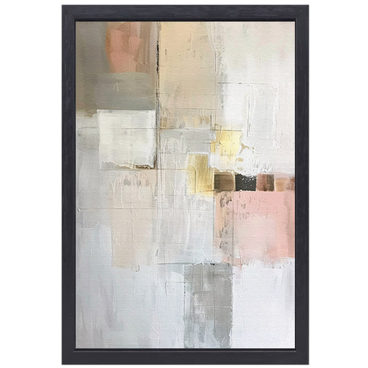Abstract geometrisch patroon in zachte kleuren canvas met baklijst