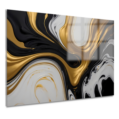 Abstract spel van zwart, wit en gouden tinten acrylglas