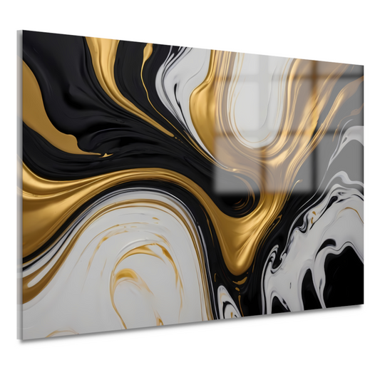 Abstract spel van zwart, wit en gouden tinten acrylglas