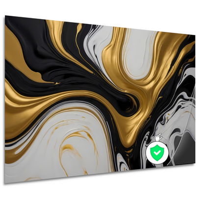 Abstract spel van zwart, wit en gouden tinten poster