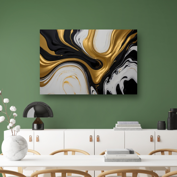 Abstract spel van zwart, wit en gouden tinten canvas