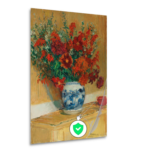 Boeket bloemen in blauwe vaas - Jacques-Émile Blanche poster
