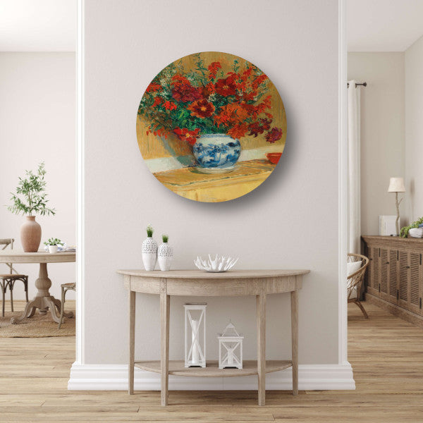 Boeket bloemen in blauwe vaas - Jacques-Émile Blanche forex muurcirkel
