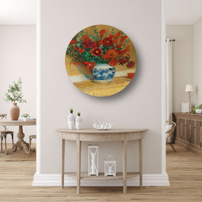 Boeket bloemen in blauwe vaas - Jacques-Émile Blanche forex muurcirkel