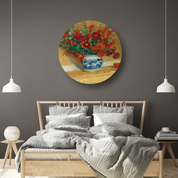 Boeket bloemen in blauwe vaas - Jacques-Émile Blanche forex muurcirkel