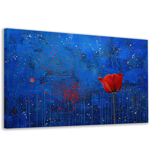 Abstracte tulp tegen dynamische blauwe achtergrond canvas