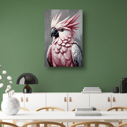 Roze kakatoe in artistieke moderniteit canvas met baklijst
