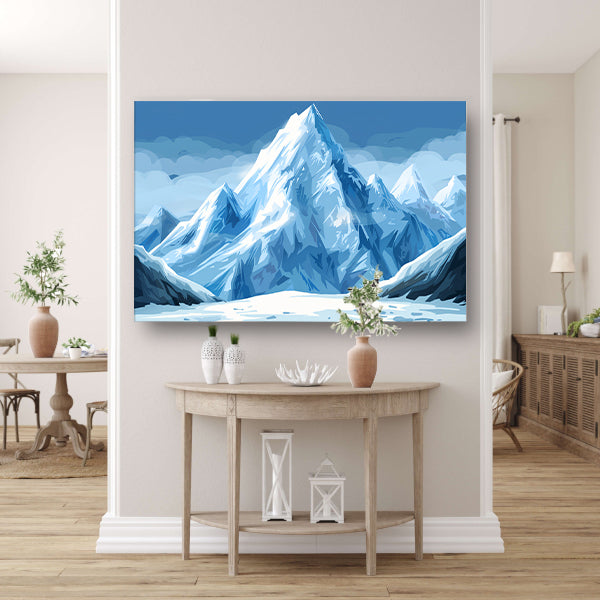 Prachtig digitaal kunstwerk van besneeuwde berg canvas