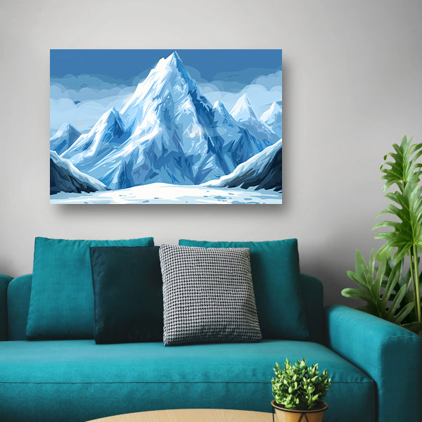 Prachtig digitaal kunstwerk van besneeuwde berg canvas