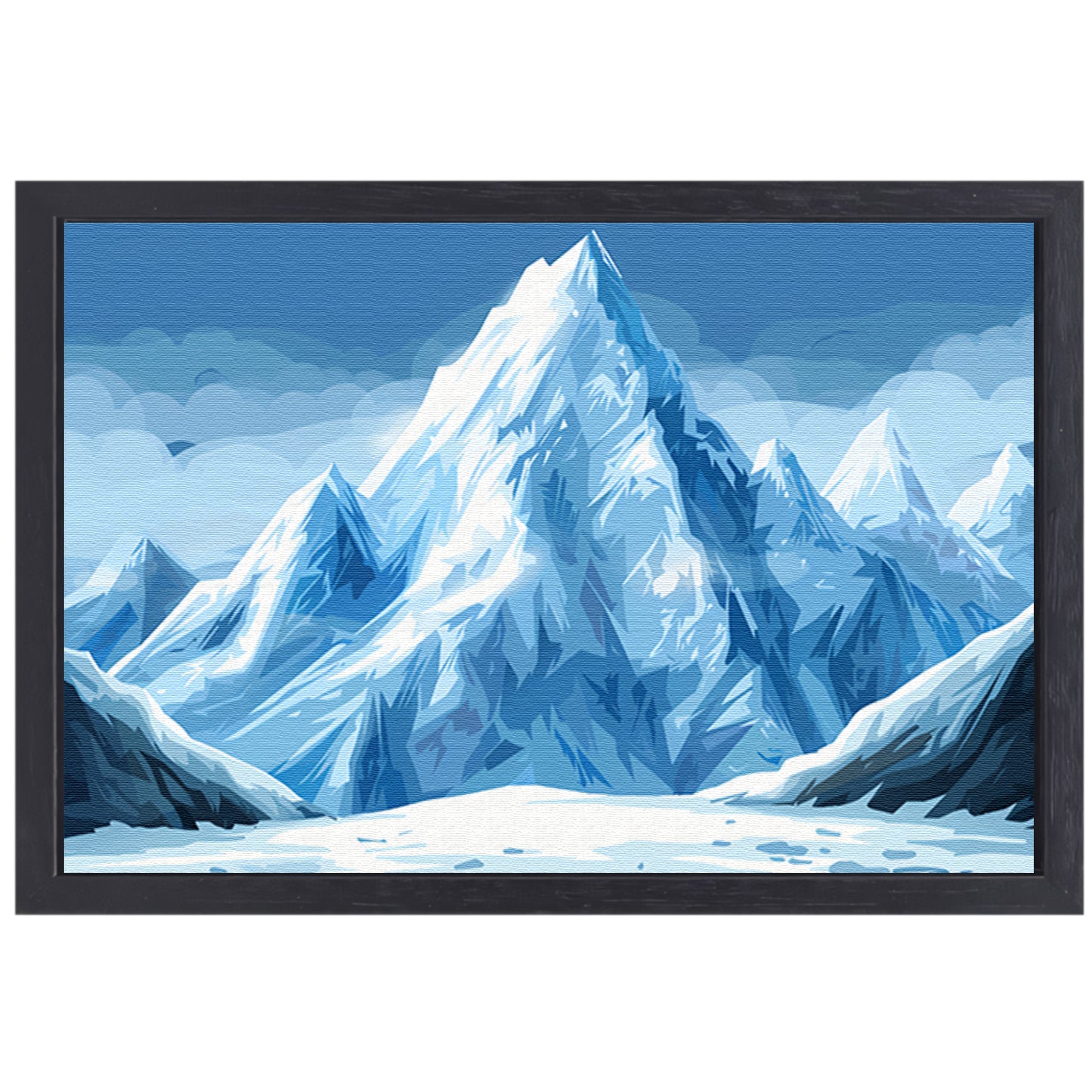 Prachtig digitaal kunstwerk van besneeuwde berg canvas met baklijst