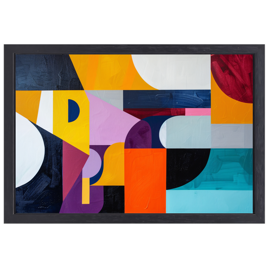 Primaire Kleuren in Abstracte Harmonie canvas met baklijst