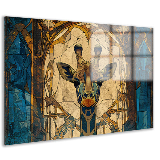 Abstracte giraffe in glas-in-lood stijl schilderij acrylglas