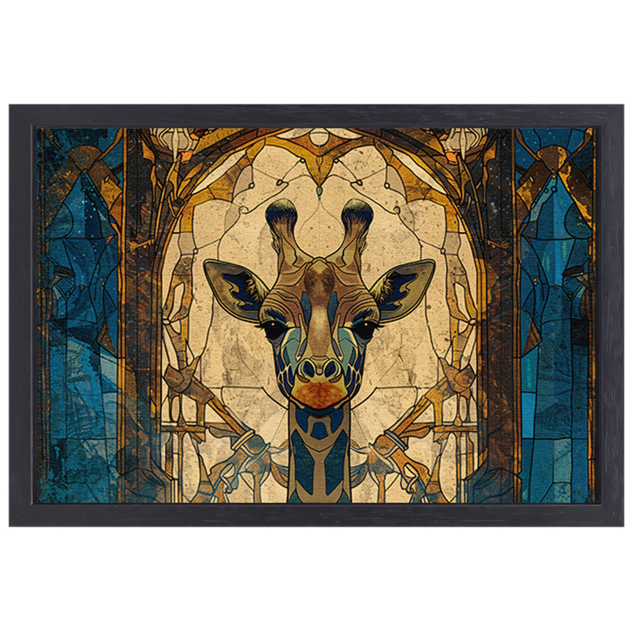 Abstracte giraffe in glas-in-lood stijl schilderij canvas met baklijst