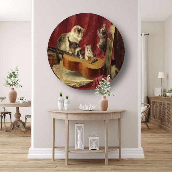 Muziek maken - Henriëtte Ronner-Knip aluminium muurcirkel