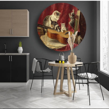 Muziek maken - Henriëtte Ronner-Knip aluminium muurcirkel