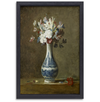 Een vaas met bloemen - Jean-Baptiste-Siméon Chardin canvas met baklijst