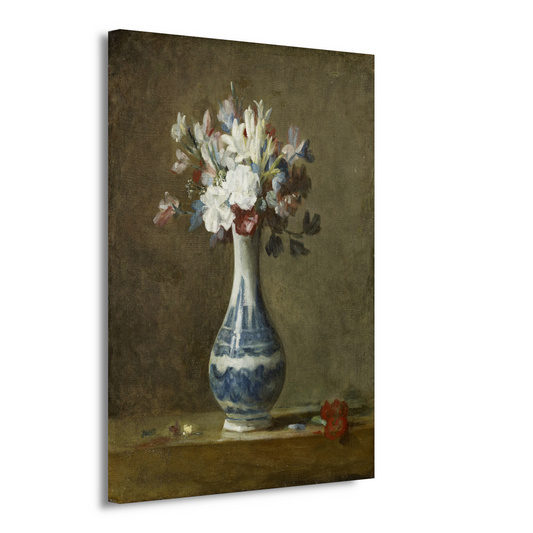 Een vaas met bloemen - Jean-Baptiste-Siméon Chardin canvas