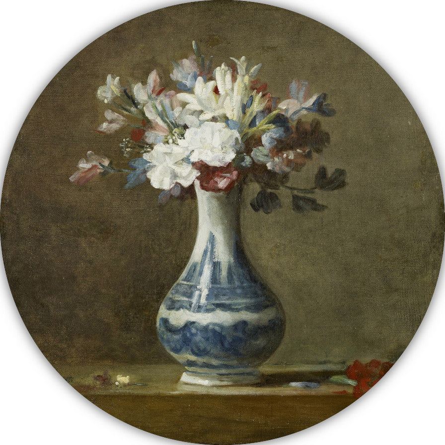 Een vaas met bloemen - Jean-Baptiste-Siméon Chardin aluminium muurcirkel