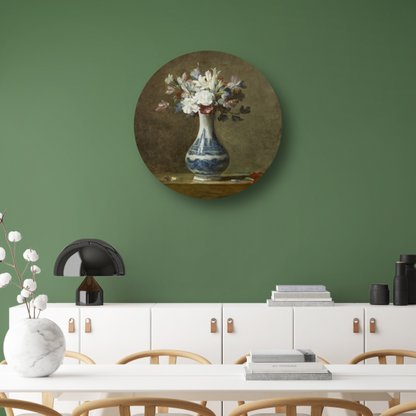 Een vaas met bloemen - Jean-Baptiste-Siméon Chardin aluminium muurcirkel