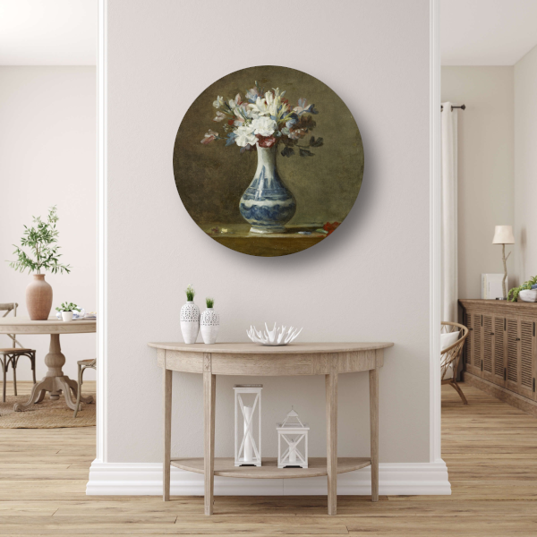 Een vaas met bloemen - Jean-Baptiste-Siméon Chardin aluminium muurcirkel