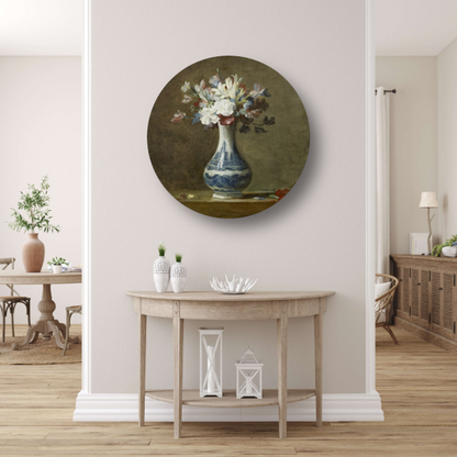 Een vaas met bloemen - Jean-Baptiste-Siméon Chardin aluminium muurcirkel