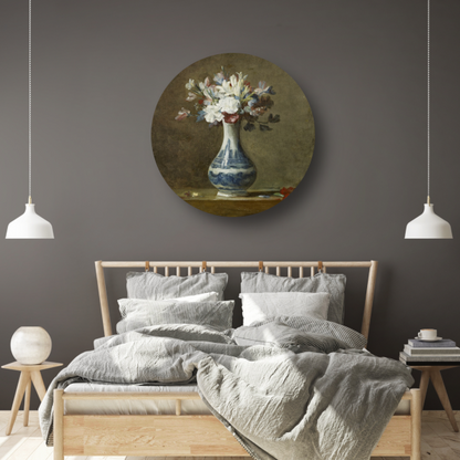 Een vaas met bloemen - Jean-Baptiste-Siméon Chardin aluminium muurcirkel