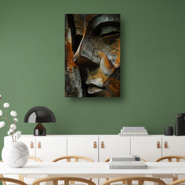 Digitaal portret van verweerd gezicht canvas met baklijst