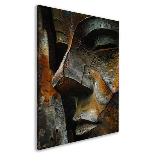 Digitaal portret van verweerd gezicht canvas