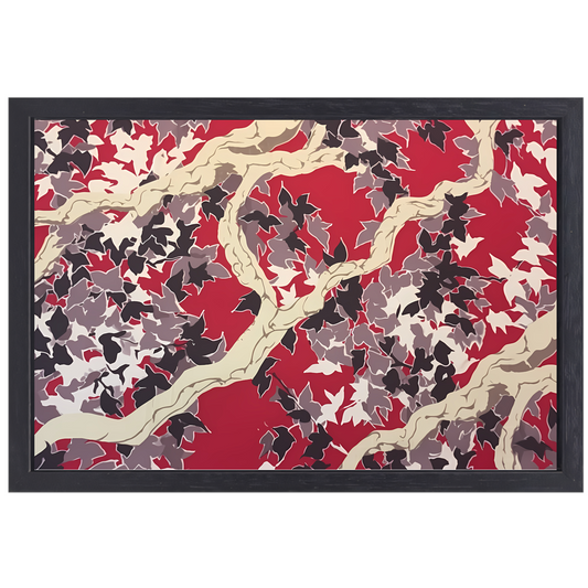 Rode Herfst in Abstracte Vorm canvas met baklijst