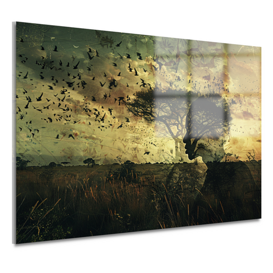 Mens en natuur versmolten in kunst acrylglas