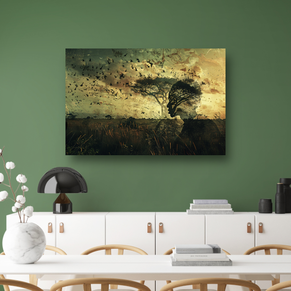 Mens en natuur versmolten in kunst poster