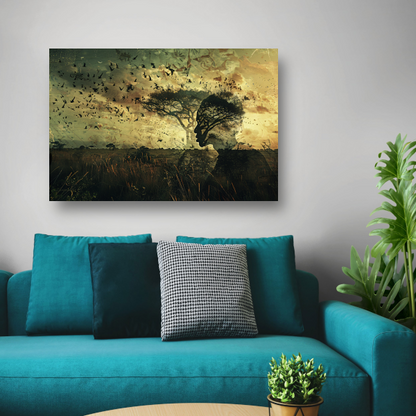 Mens en natuur versmolten in kunst poster