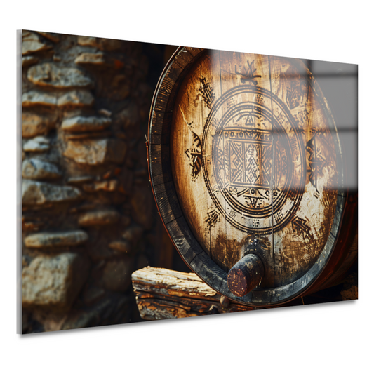 Houten vat met carving acrylglas